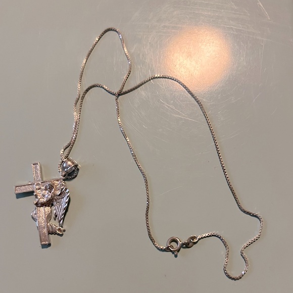 Vintage Very Rare 1ofaKind .925 Sterling Cross Necklace - Picture 2 of 5